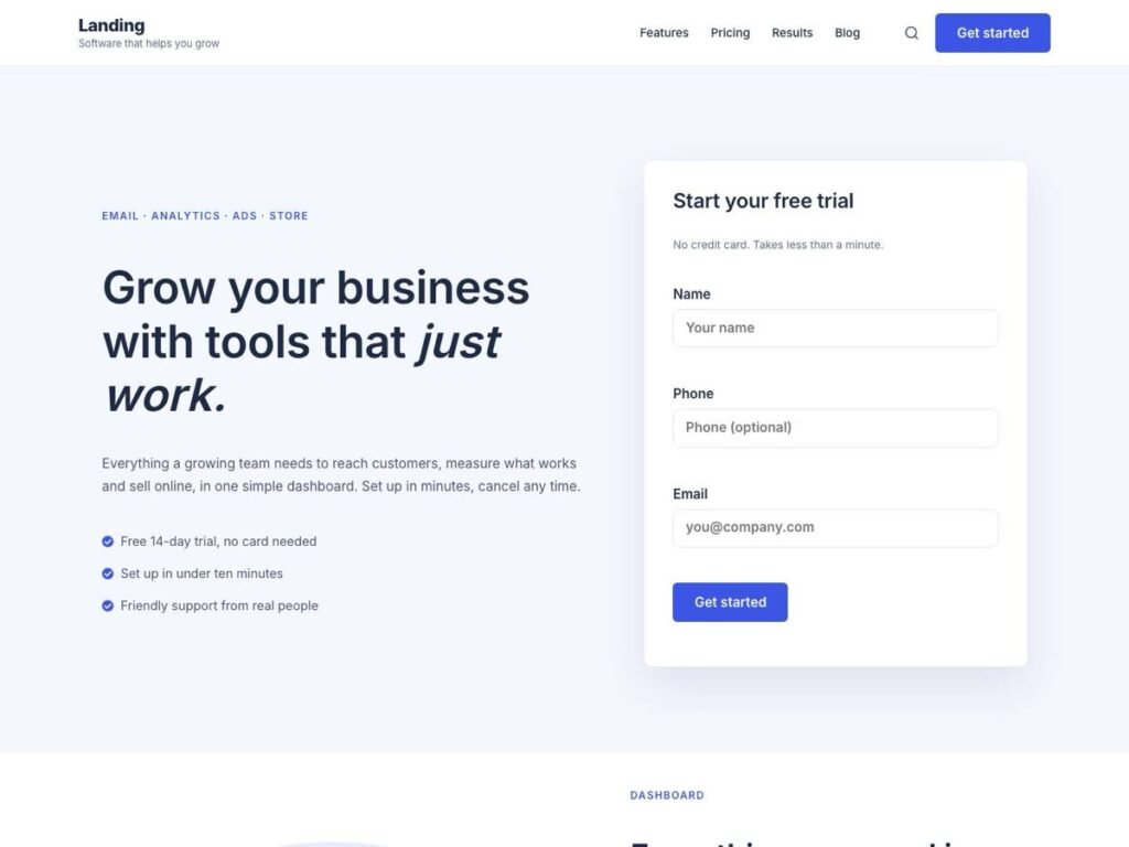 Landing demo home page