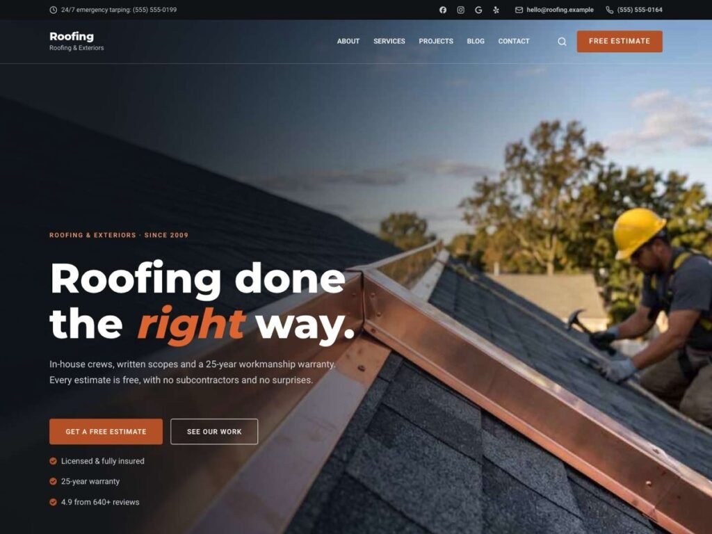 Roofing demo home page