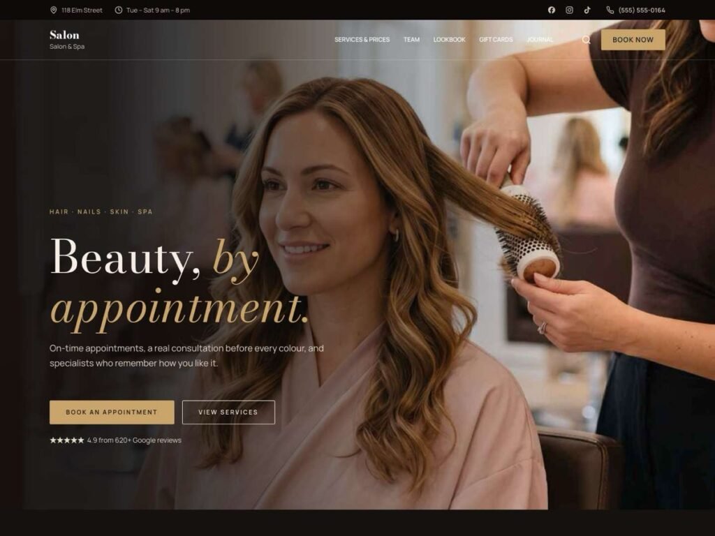 Salon demo home page