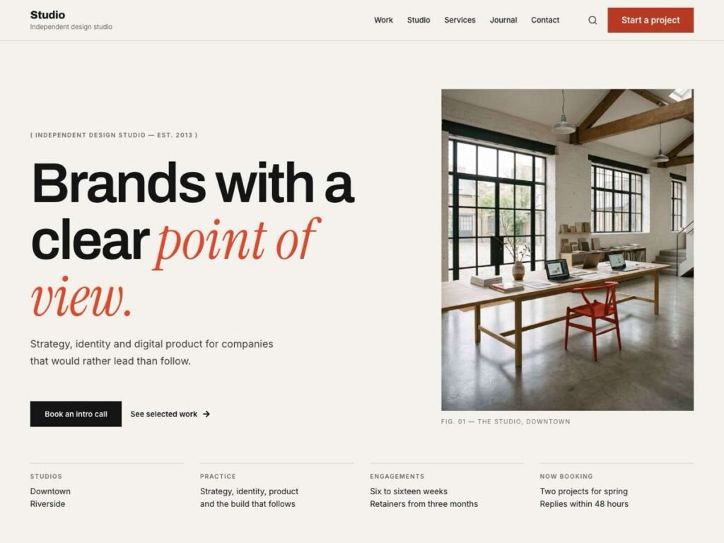 Studio demo home page